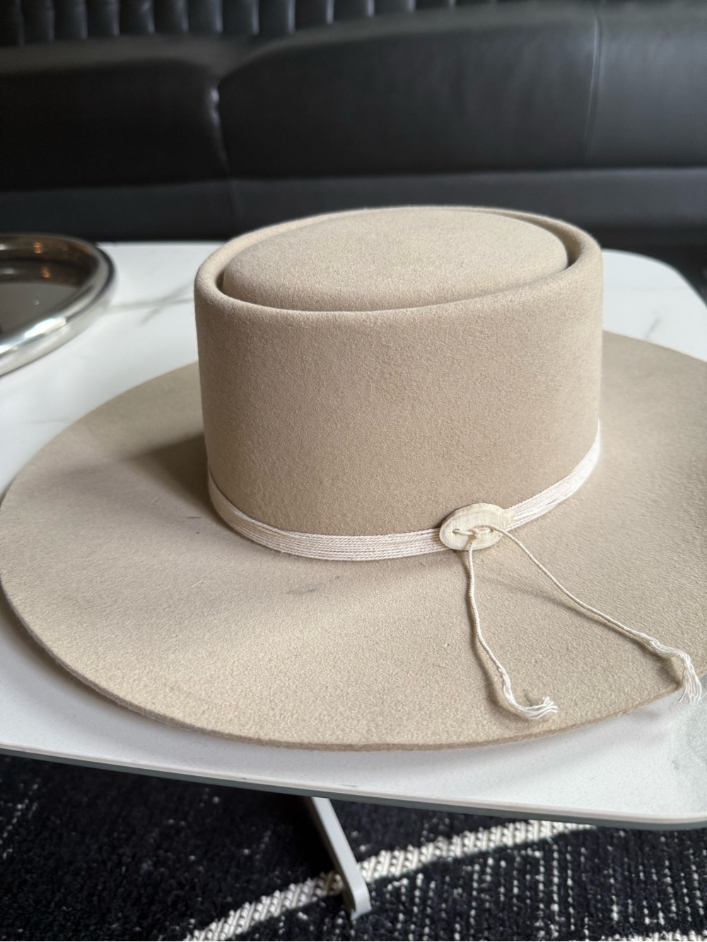 Stetson Light Beige Wide-Brim Wool Felt Rancher Hat